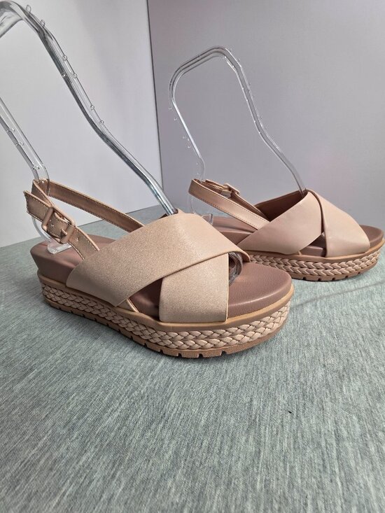 Torrid Shoes - Torrid Womens Platform Sandals 8.5W Nude Blush Crossband Braided